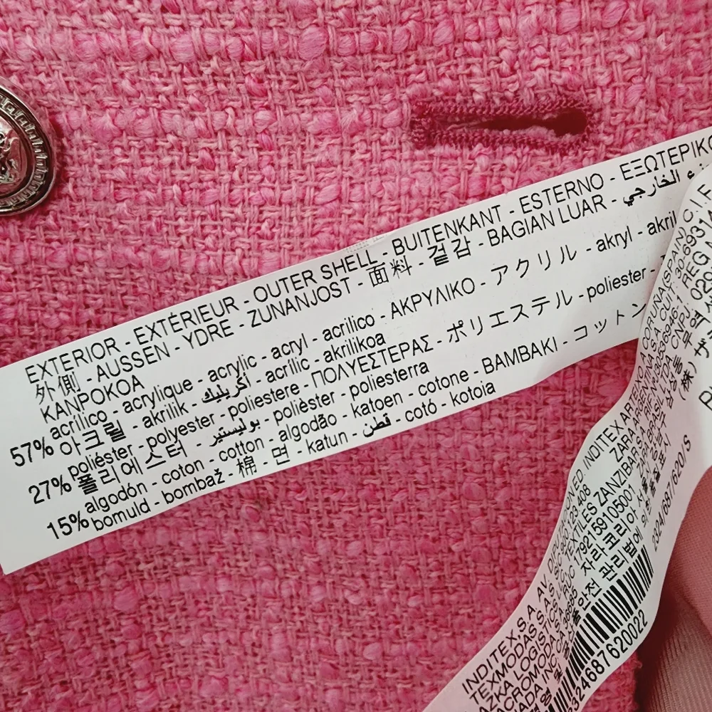 Zara Pink Double Breasted Textured Blazer Jacket  Size XS - Picture 6 of 14